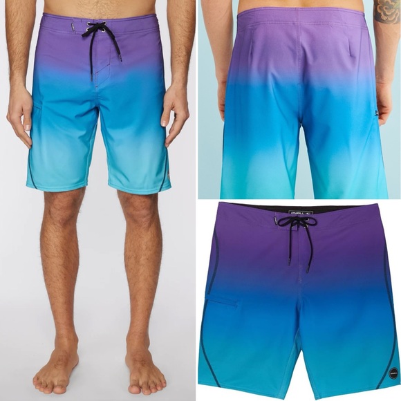 NEW O'Neill Boys Hyperfreak S-Seam Fade Purple Blue Ombre Board Shorts Medium 26 - Picture 1 of 10